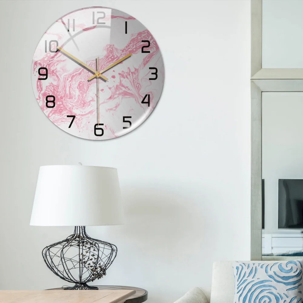 3D Acrylic Black Gold Marble Pattern Wall Clock Metal Silent Clock Mechanism