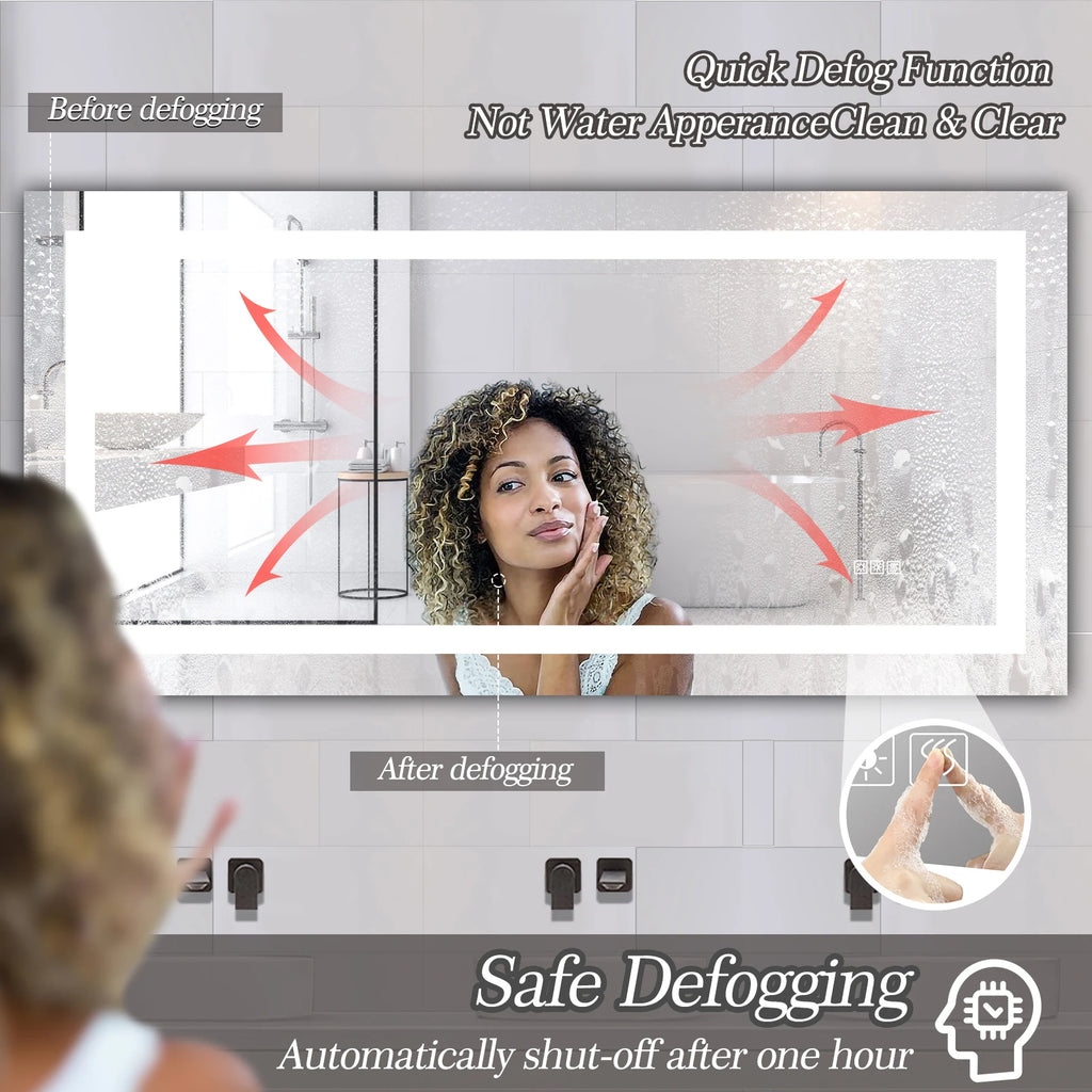 LED Bathroom Mirror with Anti-Fog and Touch Sensor