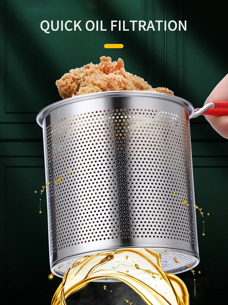 Small frying pan with stainless steel frying basket