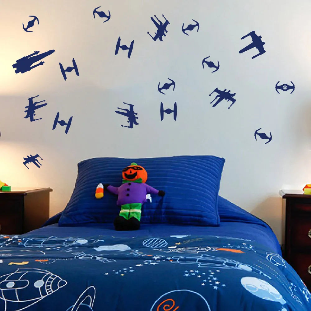 Cartoon 21Pcs Movie War Space Ship Wall Sticker Baby Nursery Kids Room Star Spaceship  Millennium Wall Decal Playroom Deco