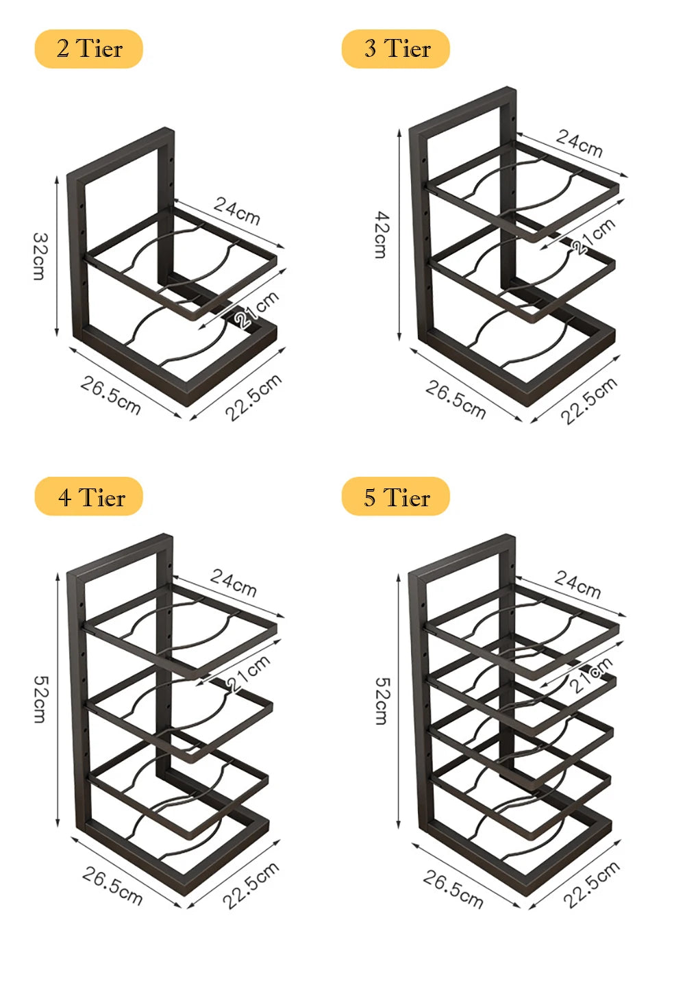 Adjustable Pot Rack Organizer, Stainless Steel Pot Storage Rack