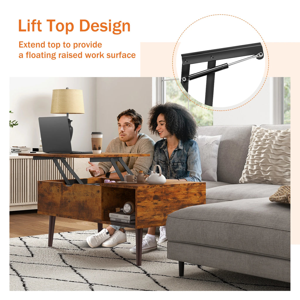 Lift Top Coffee Tables Adjustable Storage Shelf Easy Lift Or Lower