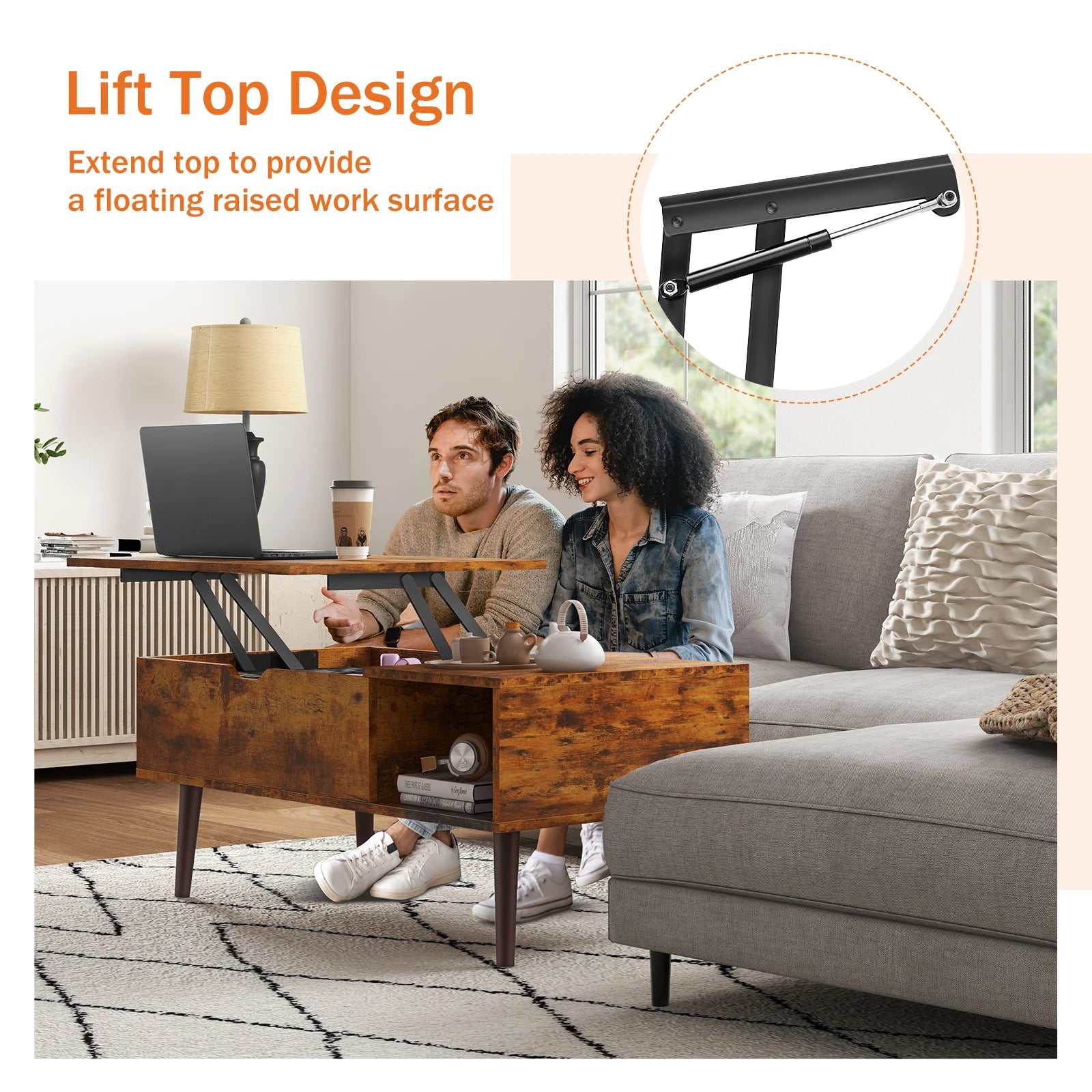 Lift Top Coffee Tables Adjustable Storage Shelf Easy Lift Or Lower