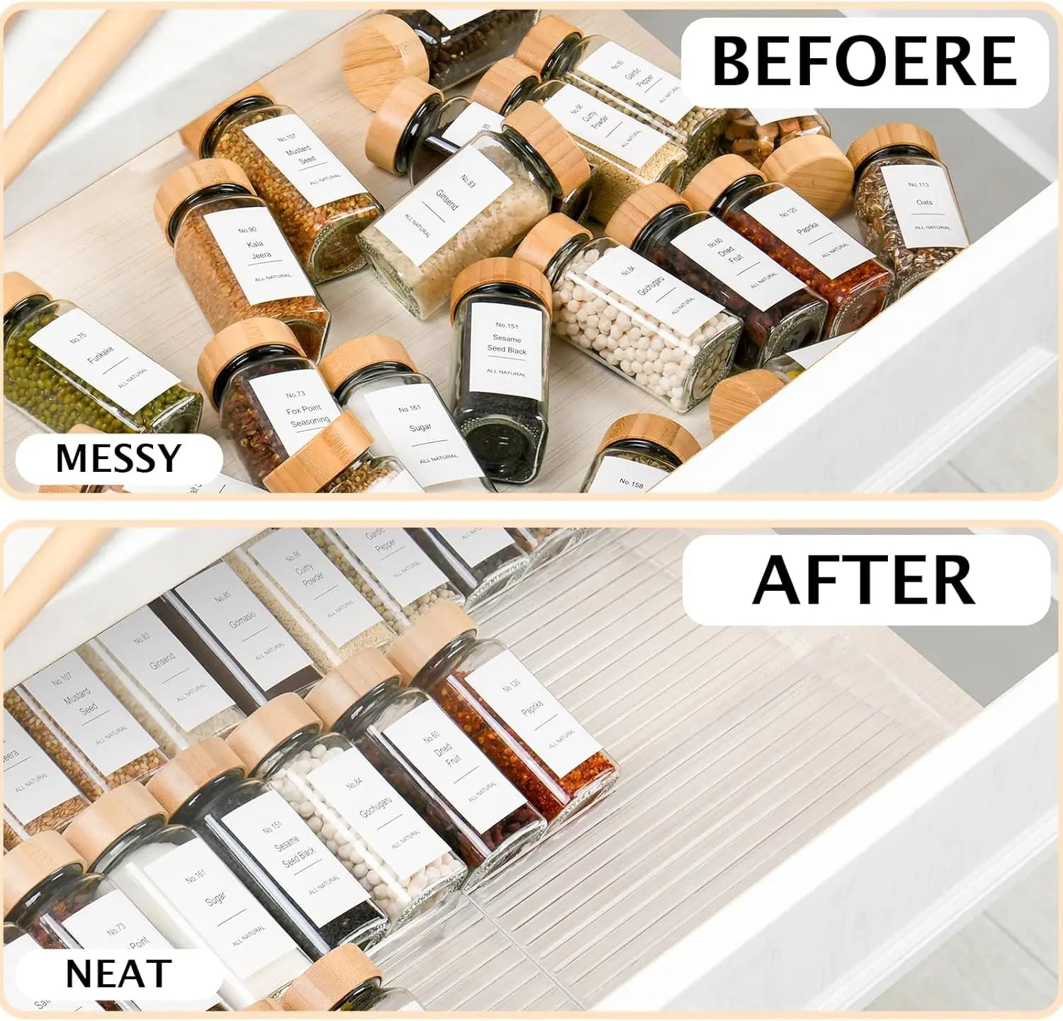 24-Piece Glass Spice Jars with Bamboo Lids