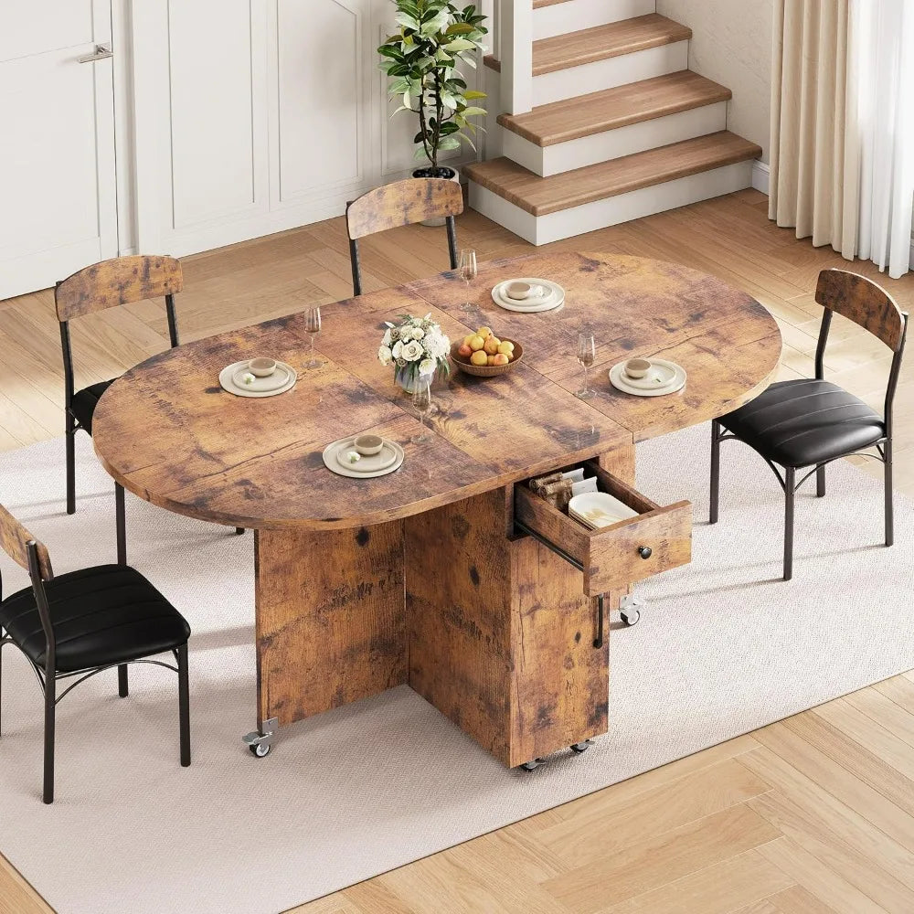 Compact 5-Piece Folding Dining Set for 4 People