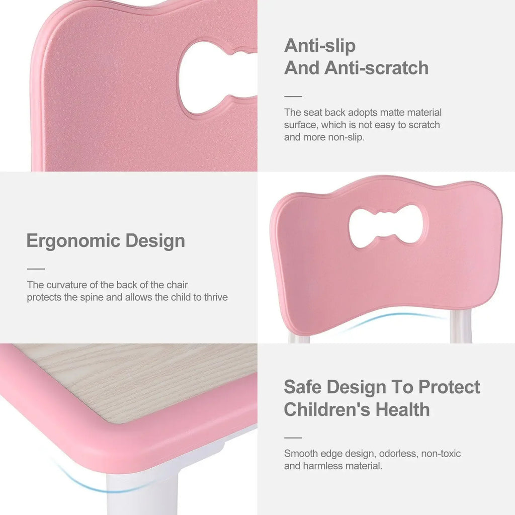Kids Table and 4 Chairs Set, Height Adjustable Toddler Table and Chair Set