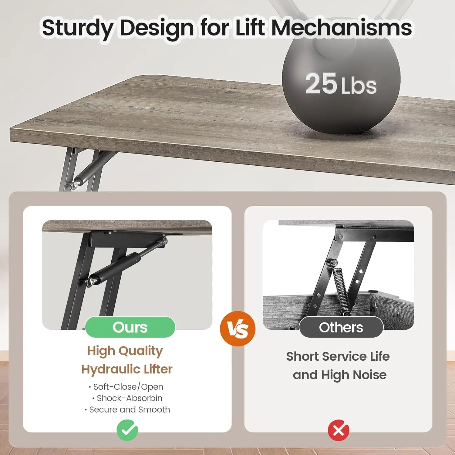 31.5" Lift Top Coffee Table with Storage, Farmhouse Coffee Table
