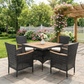 5 Pcs Outdoor Patio Table and Chairs with Acacia Wood Tabletop