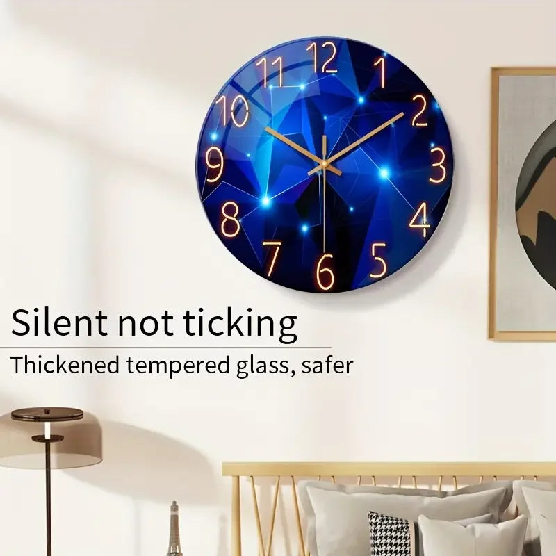 Round Glass Decorative Wall Clock Non Ticking