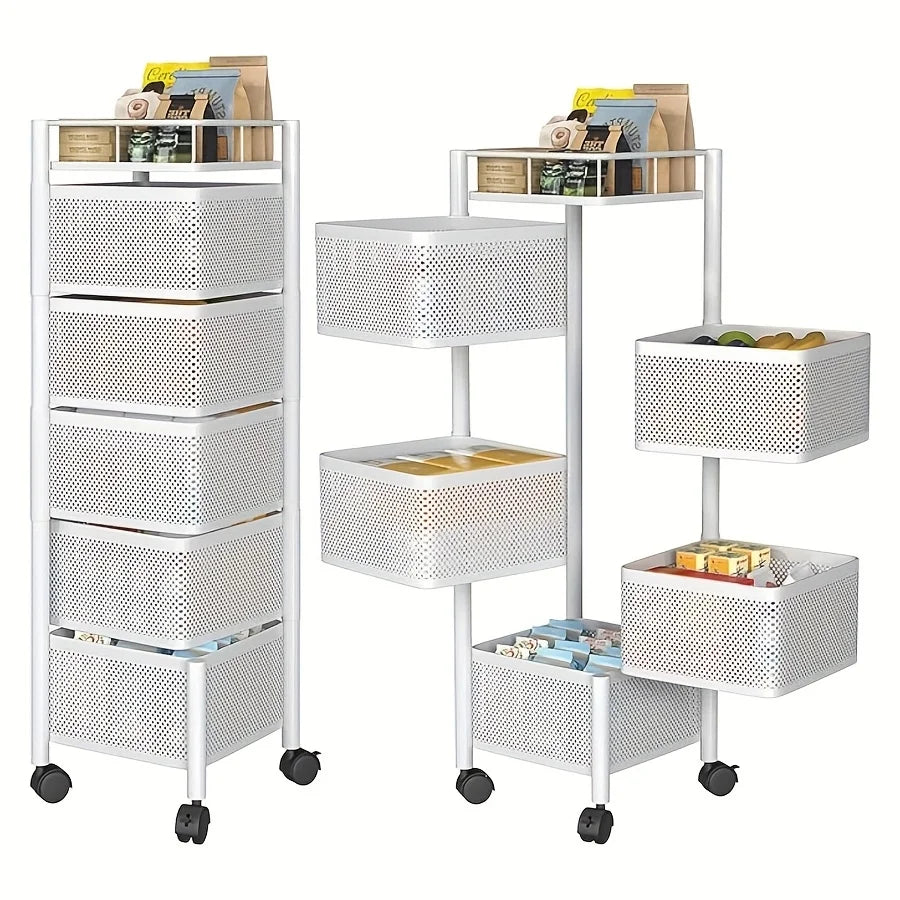 Kitchen Storage, Rotating 5-Tier Metal Fruit Vegetable Basket