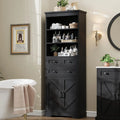 Farmhouse Bathroom Cabinet, 70" Tall Bathroom Storage Cabinet with 3 Drawers, Adjustable Shelves & Doors, 3 Tier