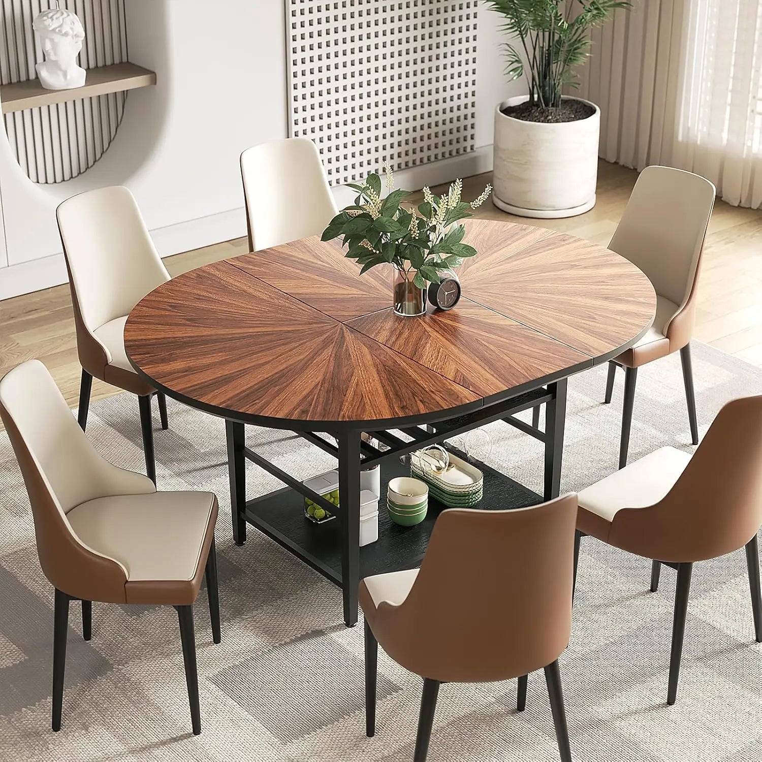 Corner Dining Set Folding Table Storage Bench 3pc Breakfast Nook Small Space
