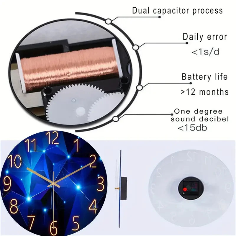 Round Glass Decorative Wall Clock Non Ticking