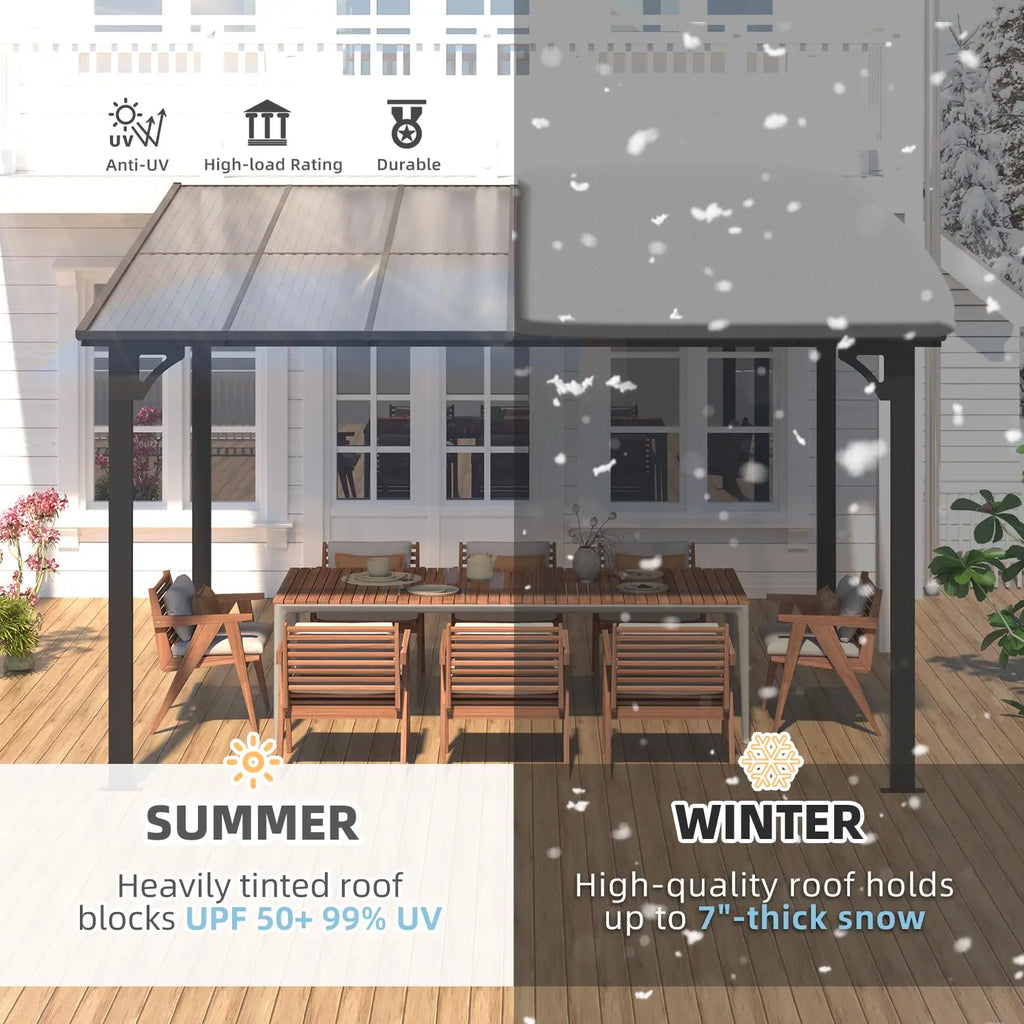 Wall Gazebo12’ x 10’, Hard Top Lean to