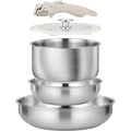 KOCH SYSTEME CS Stainless Steel Pots and Pans Set, 7 Piece with Detachable Handle
