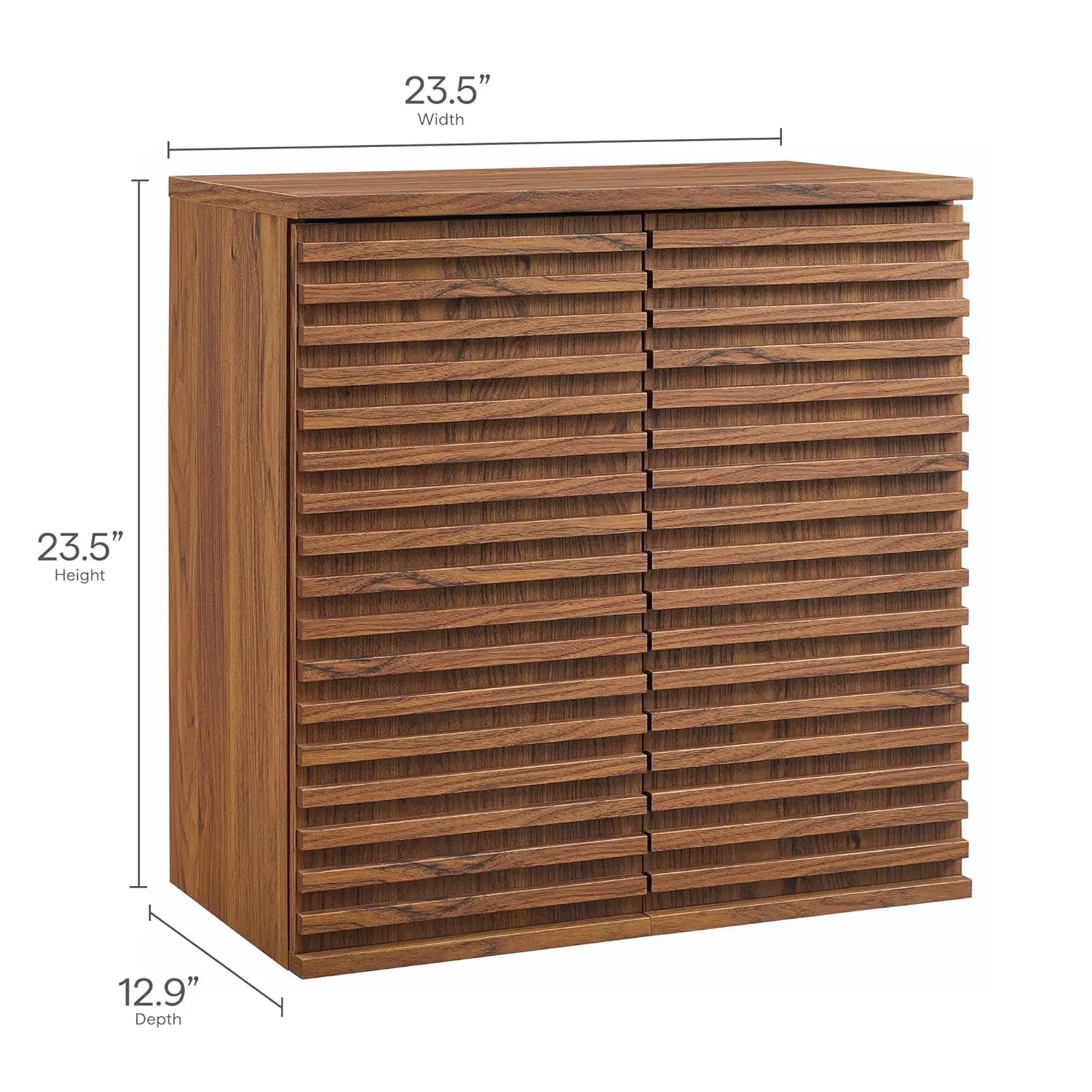 Wall Mounted Bathroom Cabinet in Walnut Compact Wall Storage with Slatted Doors and Adjustable