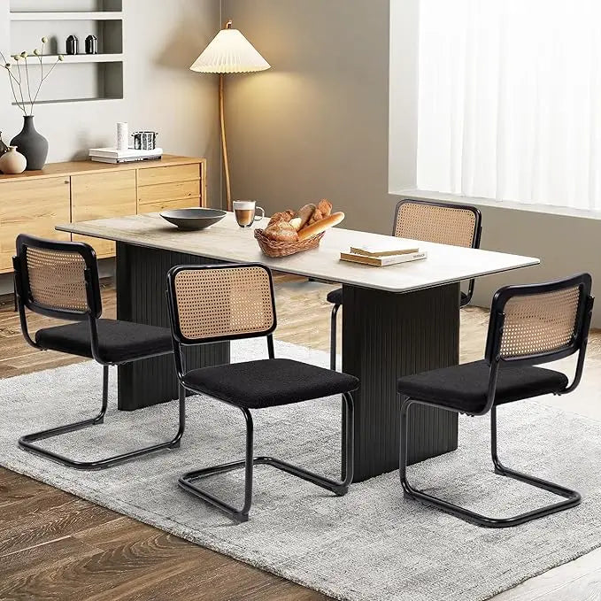 Dining Chairs Set of 4, Modern Rattan Kitchen Chairs, Mid Century Modern Design