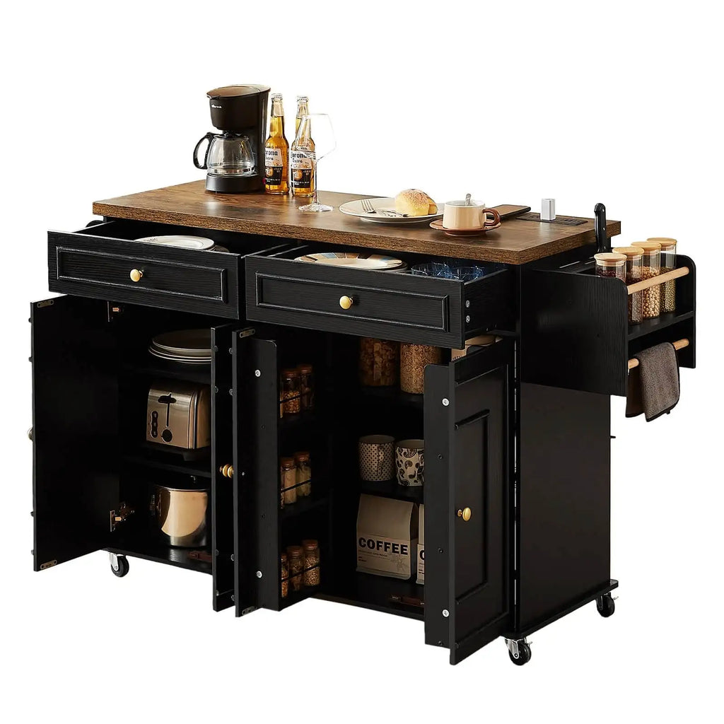 60" Mobile Kitchen Islands Rolling Trolley
