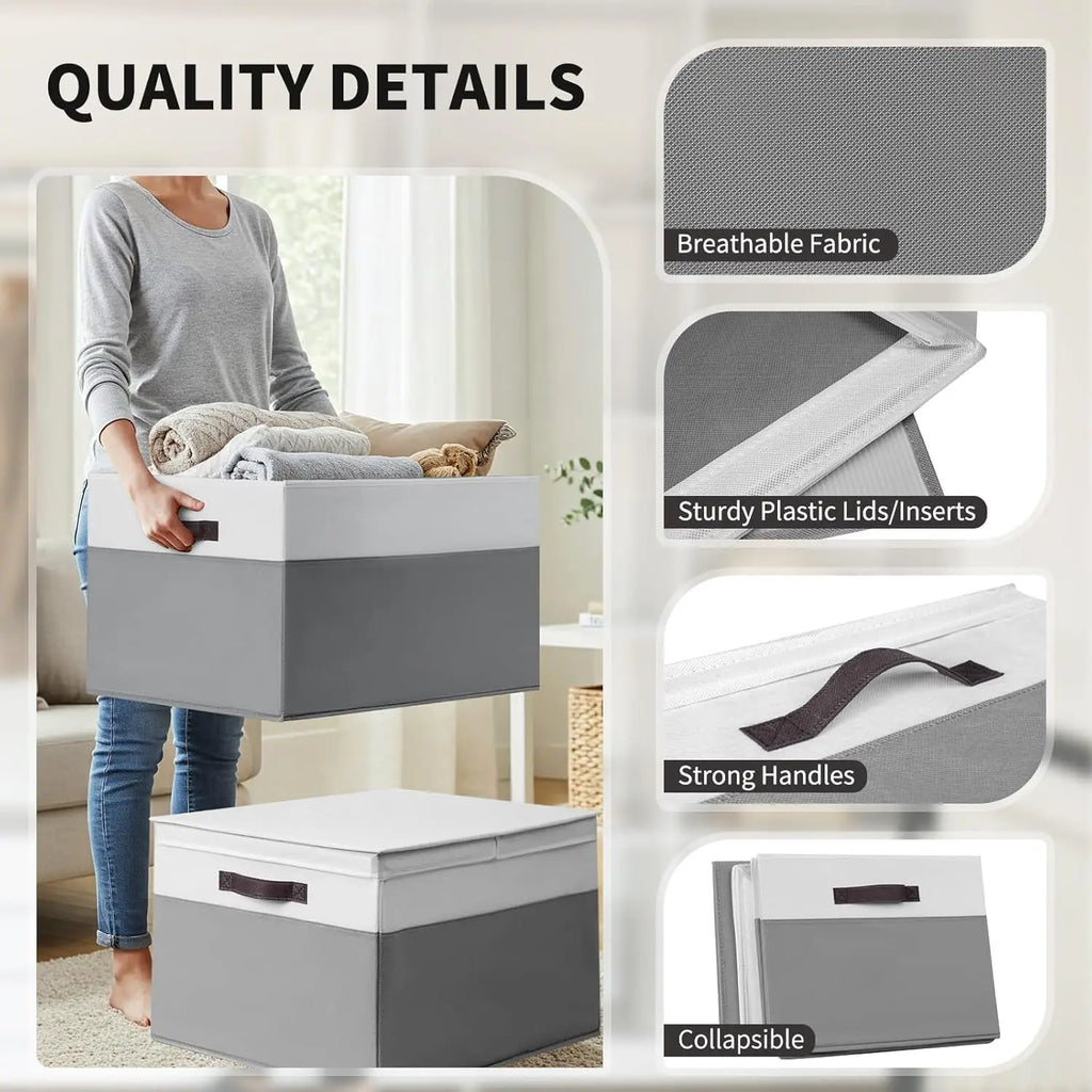 2 Pack EXTRA LARGE Blanket Storage Baskets with Lids