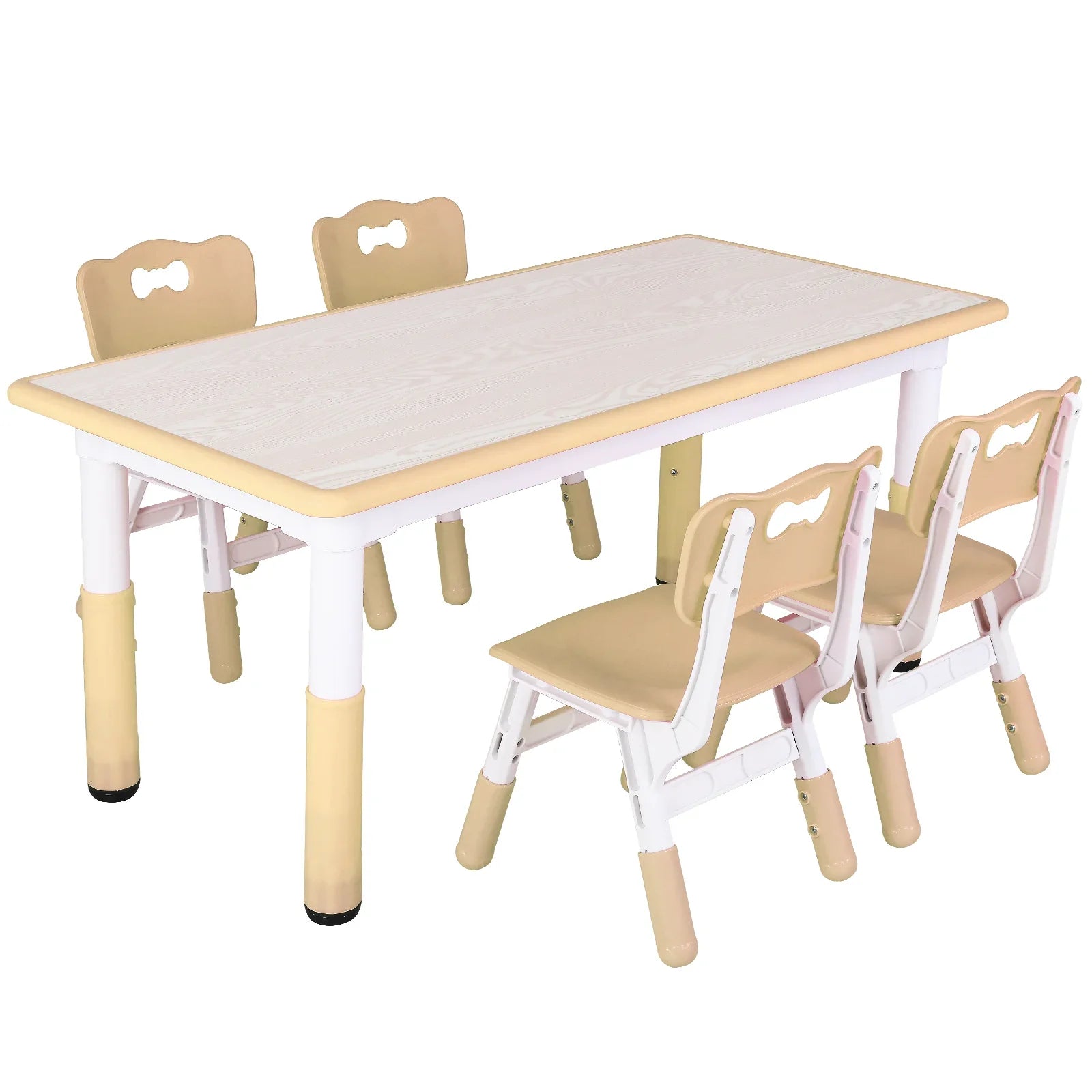 Kids Table and 4 Chairs Set, Height Adjustable Toddler Table and Chair Set
