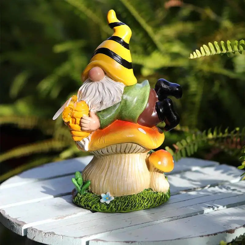 Solar Gnome Garden Gnomes Lying On Mushroom