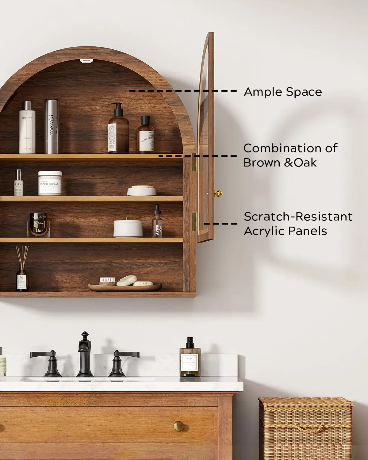 Arched Wall Cabinet, Floating Bathroom Medicine Cabinets