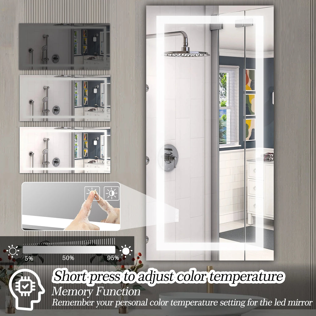 LED Bathroom Mirror with Anti-Fog and Touch Sensor