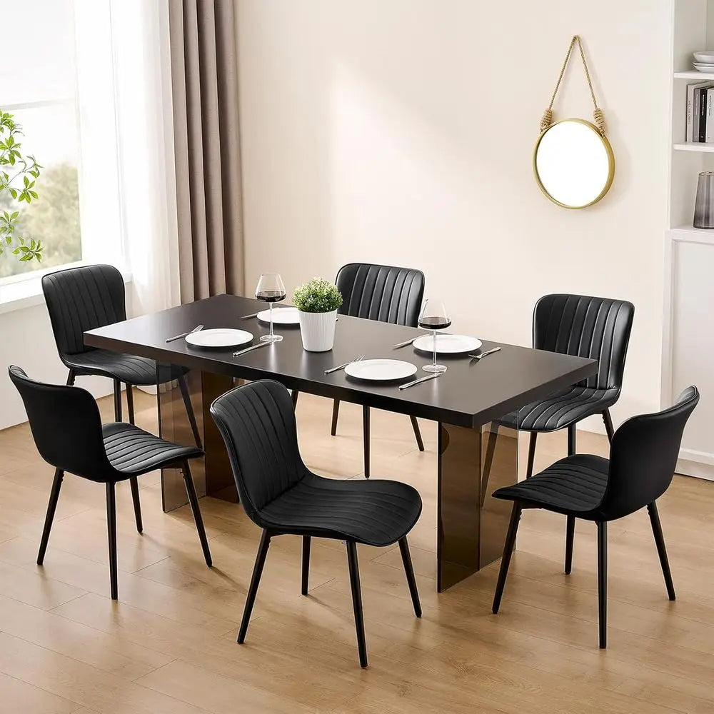 Luxury Set of 4 Modern Dining Chairs: Heavy-Duty Faux Leather Upholstery