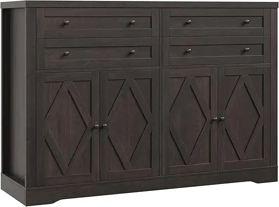 Coffee Bar with 4 Large Drawers, Buffet Cabinet with Storage