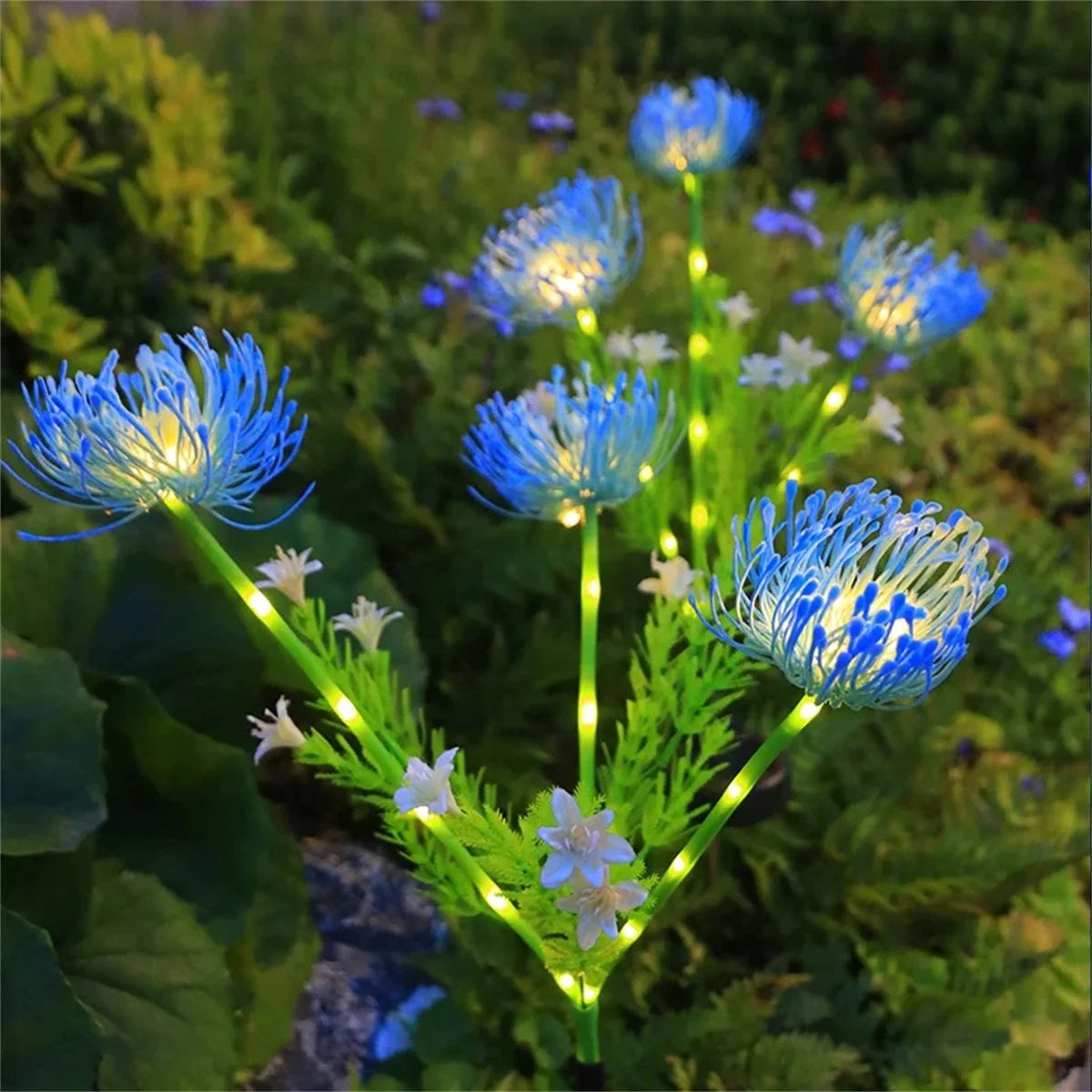 2PC solar powered shore flower ground plug-in lamp