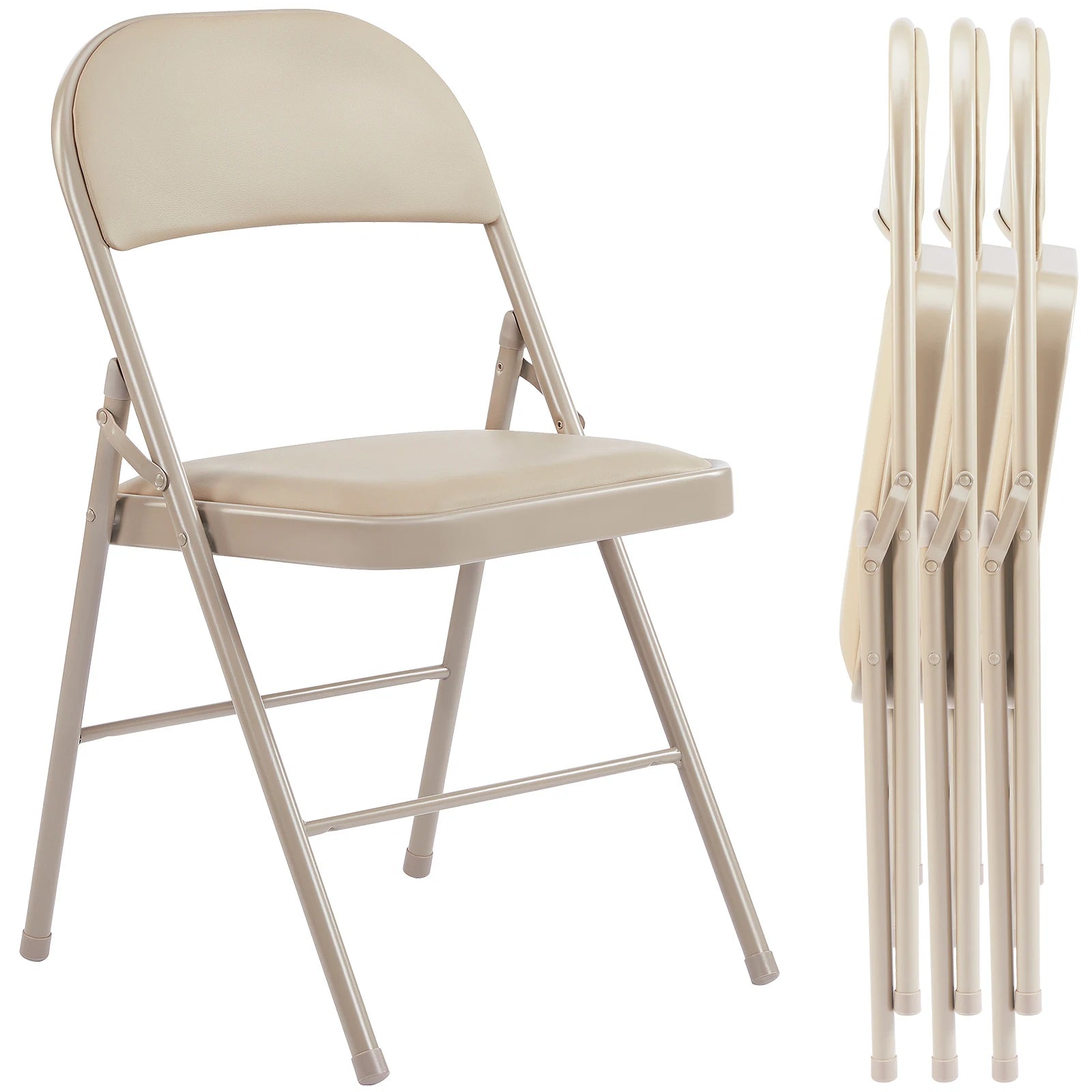 Leather Padded Folding Chair 4 Pack Sturdy Metal
