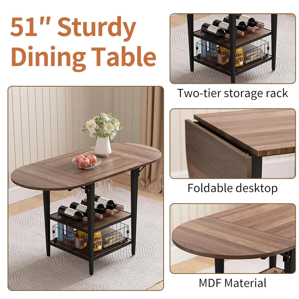 Corner Dining Set Folding Table Storage Bench 3pc Breakfast Nook Small Space