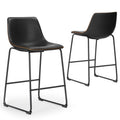 Leather Bar Stools Set of 2 Counter Height High