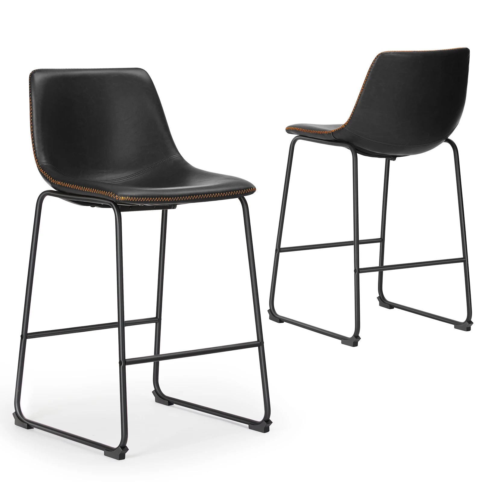 Leather Bar Stools Set of 2 Counter Height High