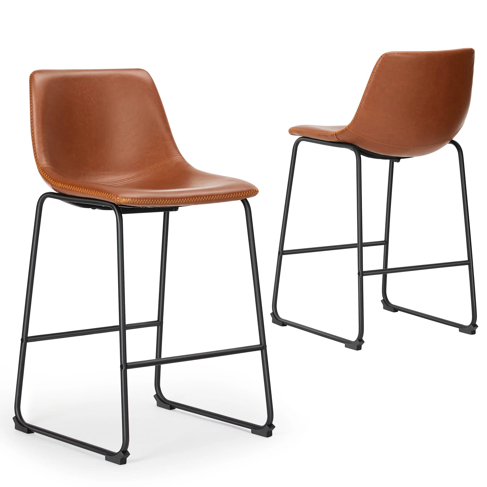 Leather Bar Stools Set of 2 Counter Height High