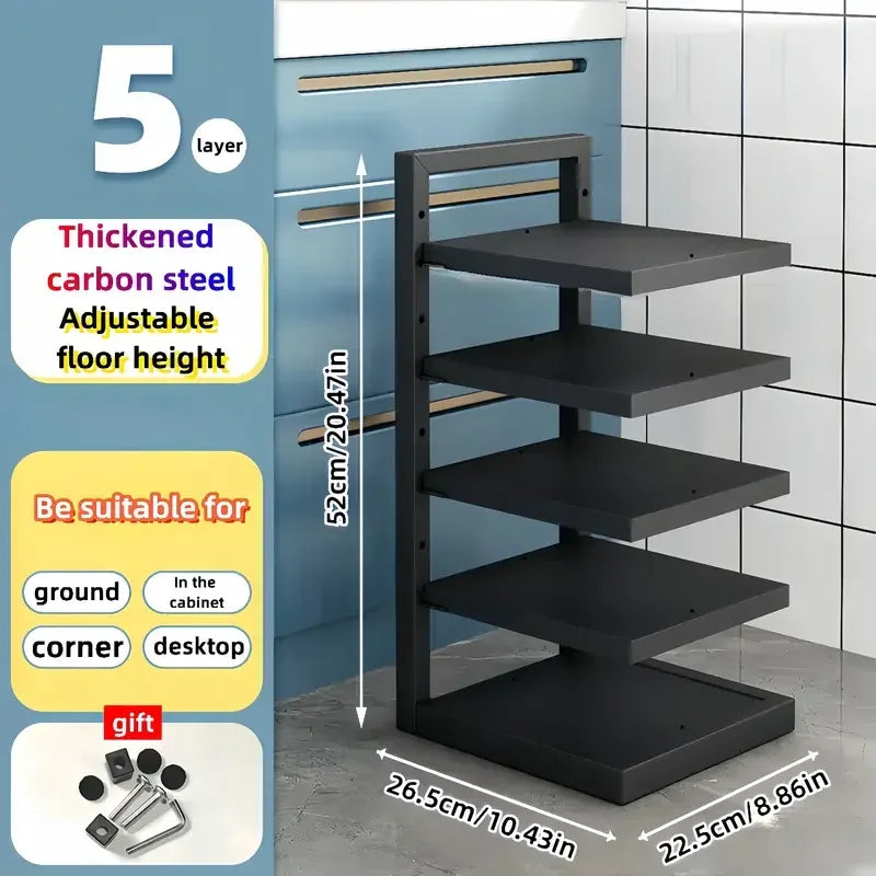 Adjustable Pot Rack Organizer, Stainless Steel Pot Storage Rack