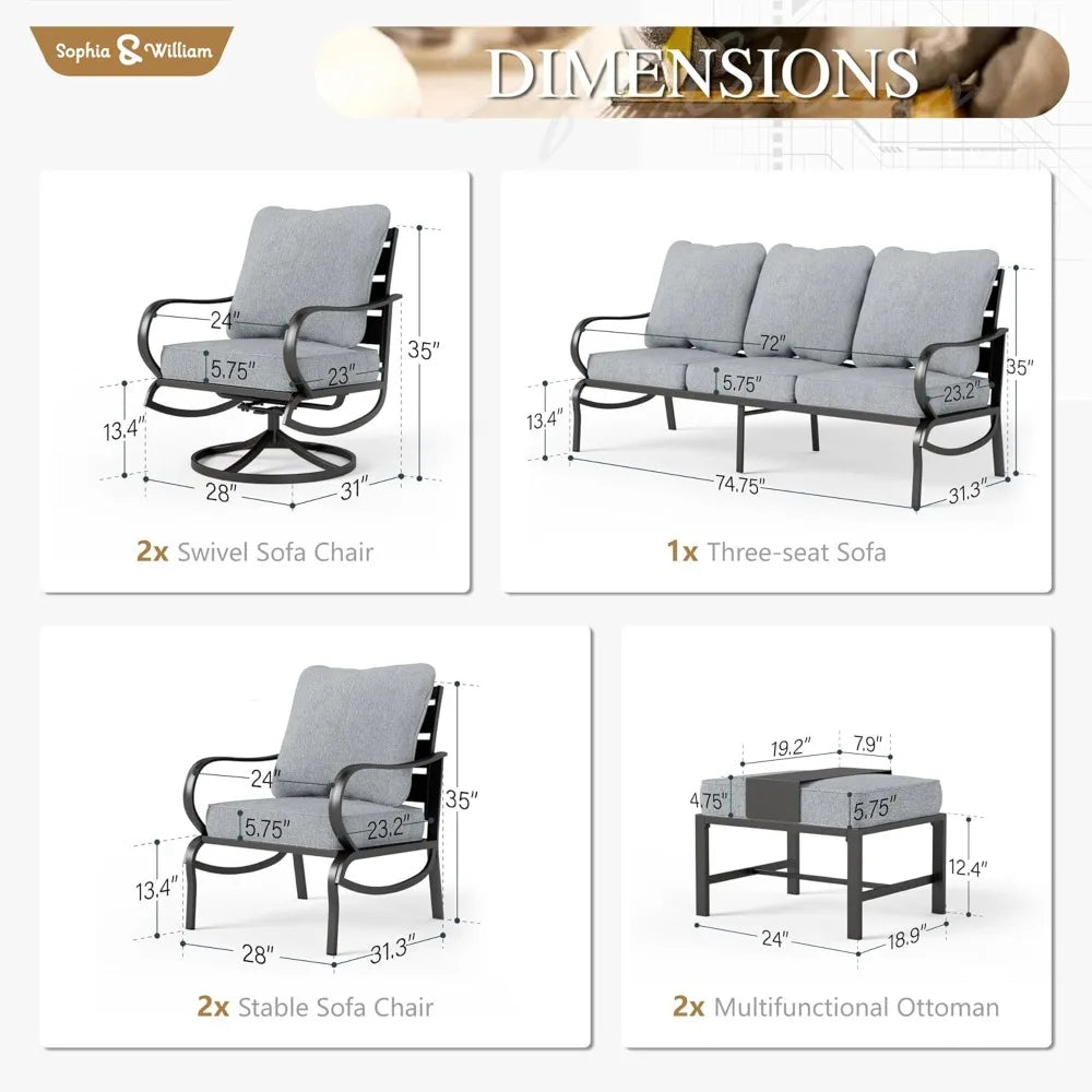 7 Pcs Patio Furniture Set for Outdoor