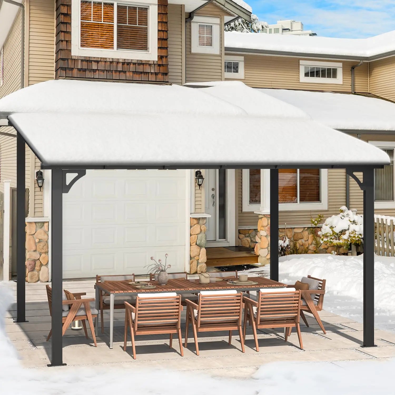 Wall Gazebo12’ x 10’, Hard Top Lean to