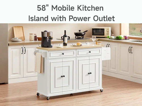 60" Mobile Kitchen Islands Rolling Trolley