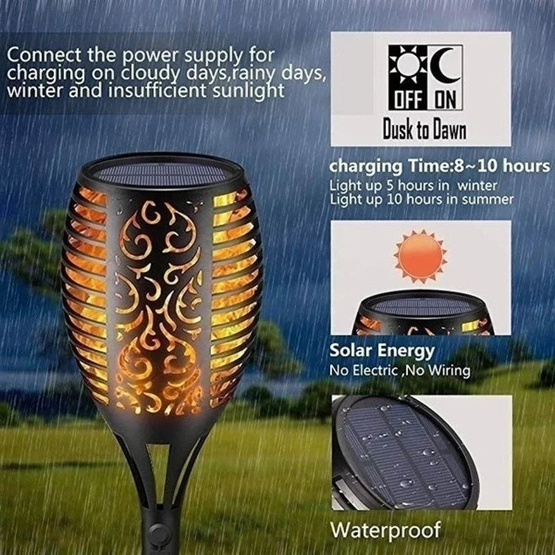 1/2/4/6/8/10Pcs Solar Flame Flickering Torch Lights