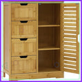 Bamboo Bathroom Storage Cabinet with 2 Shelves & Drawers, Waterproof Countertop