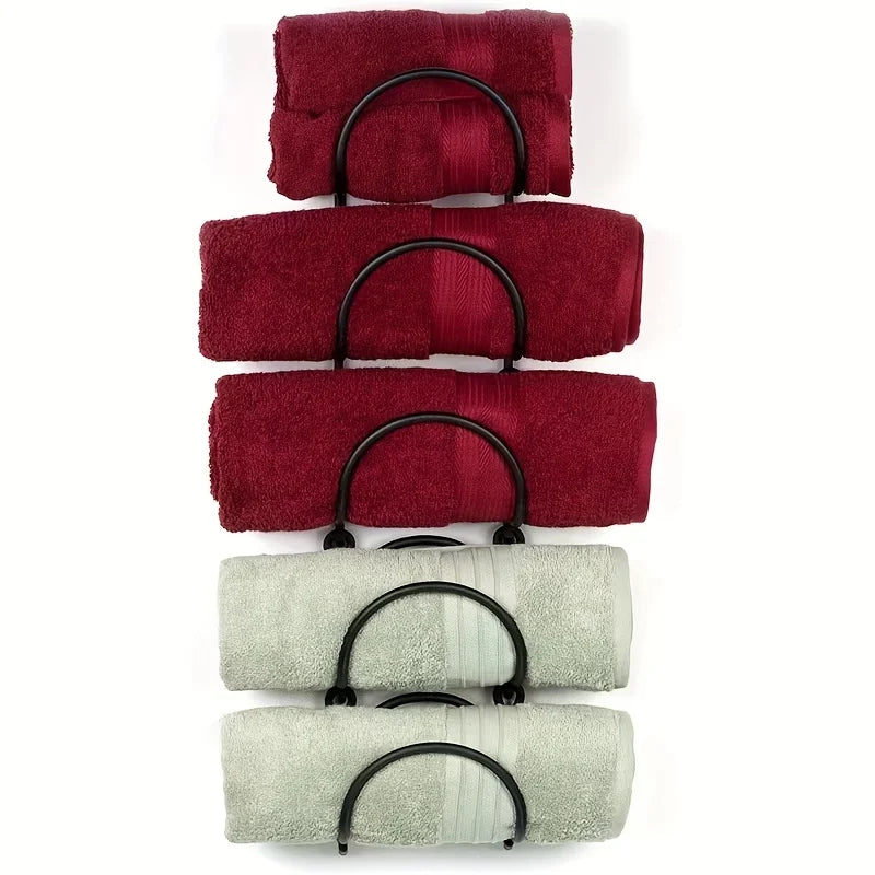 6-Piece Wrought Iron Towel Rack Wall-Mounted With Hooks
