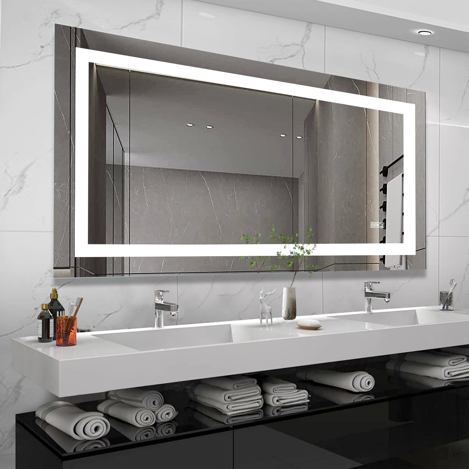 LED Bathroom Mirror with Anti-Fog and Touch Sensor