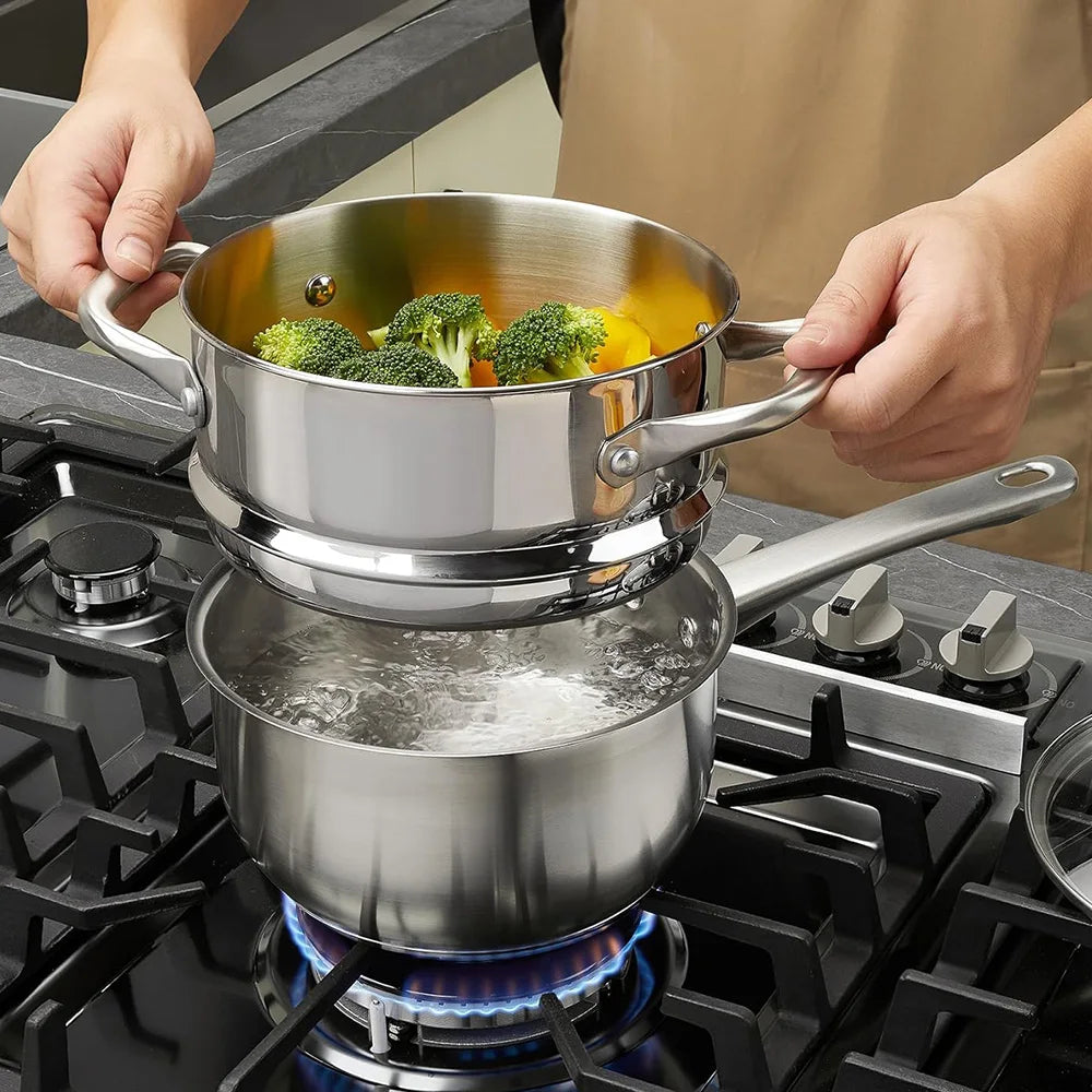 Stainless Steel Cookware Set 10pcs, Compatible With All Stoves