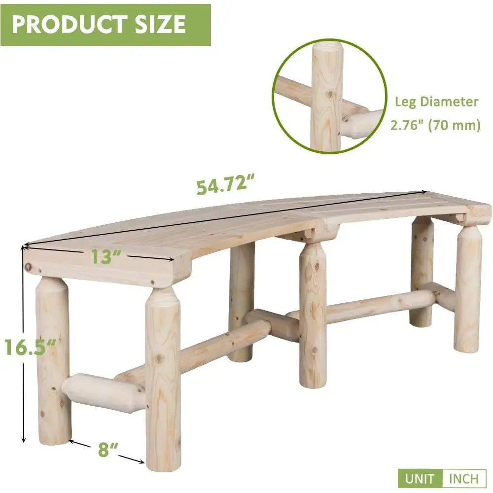 Curved Backless Porch Bench Rustic Cedar/Fir Wood, 2 Packs