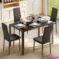 5 Piece Glass Dining Table Set, Kitchen and Chairs for 4