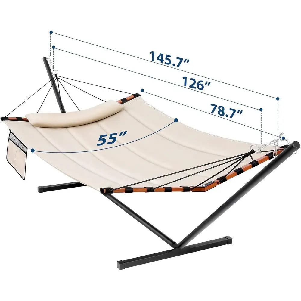 Double Hammock with Stand, 55x79, 450 lbs Capacity