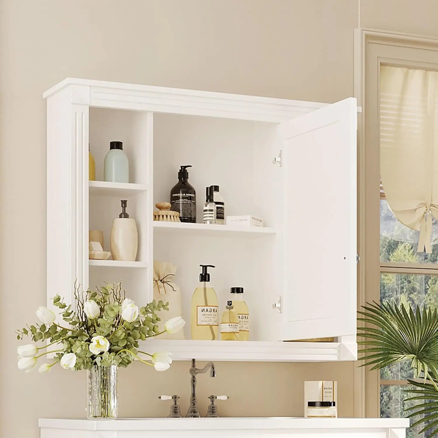 Medicine Cabinet with Mirror, Wall Mount Bathroom Cabinet 35" x 28"
