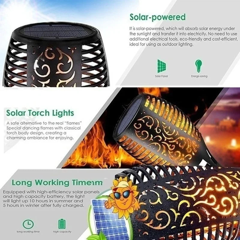 1/2/4/6/8/10Pcs Solar Flame Flickering Torch Lights