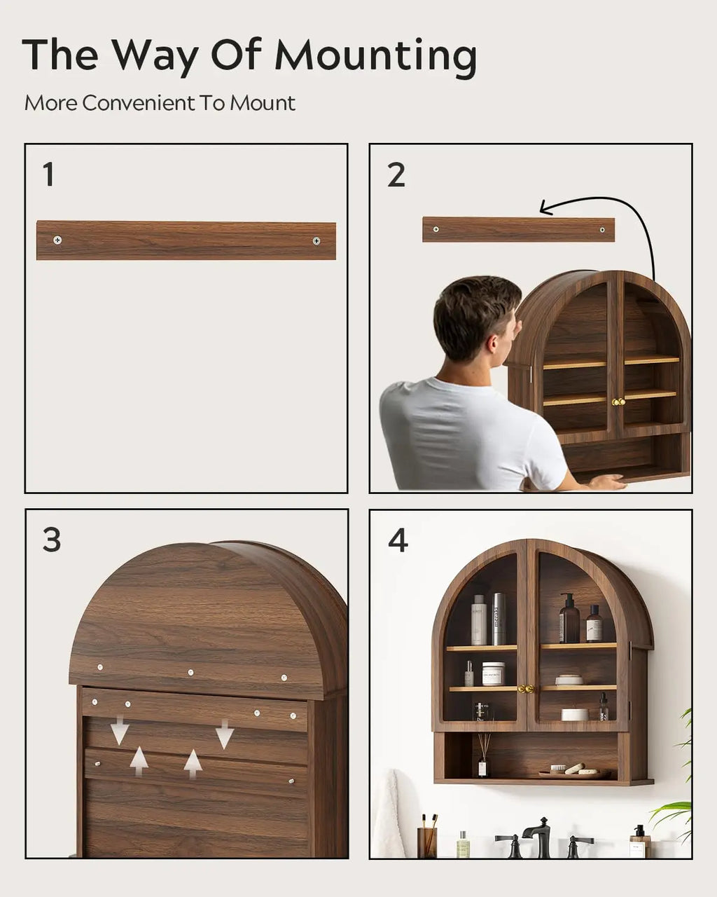Arched Wall Cabinet, Floating Bathroom Medicine Cabinets